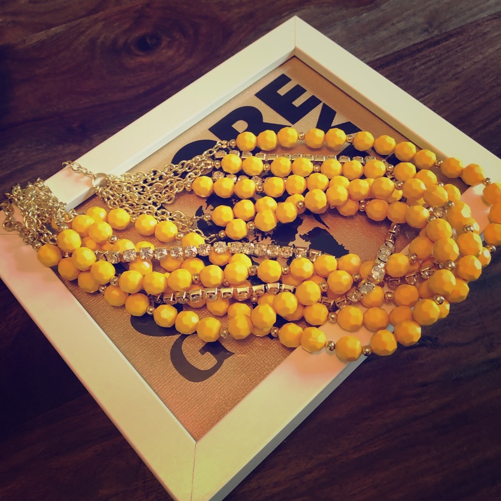 Yellow and rhinestone necklace
